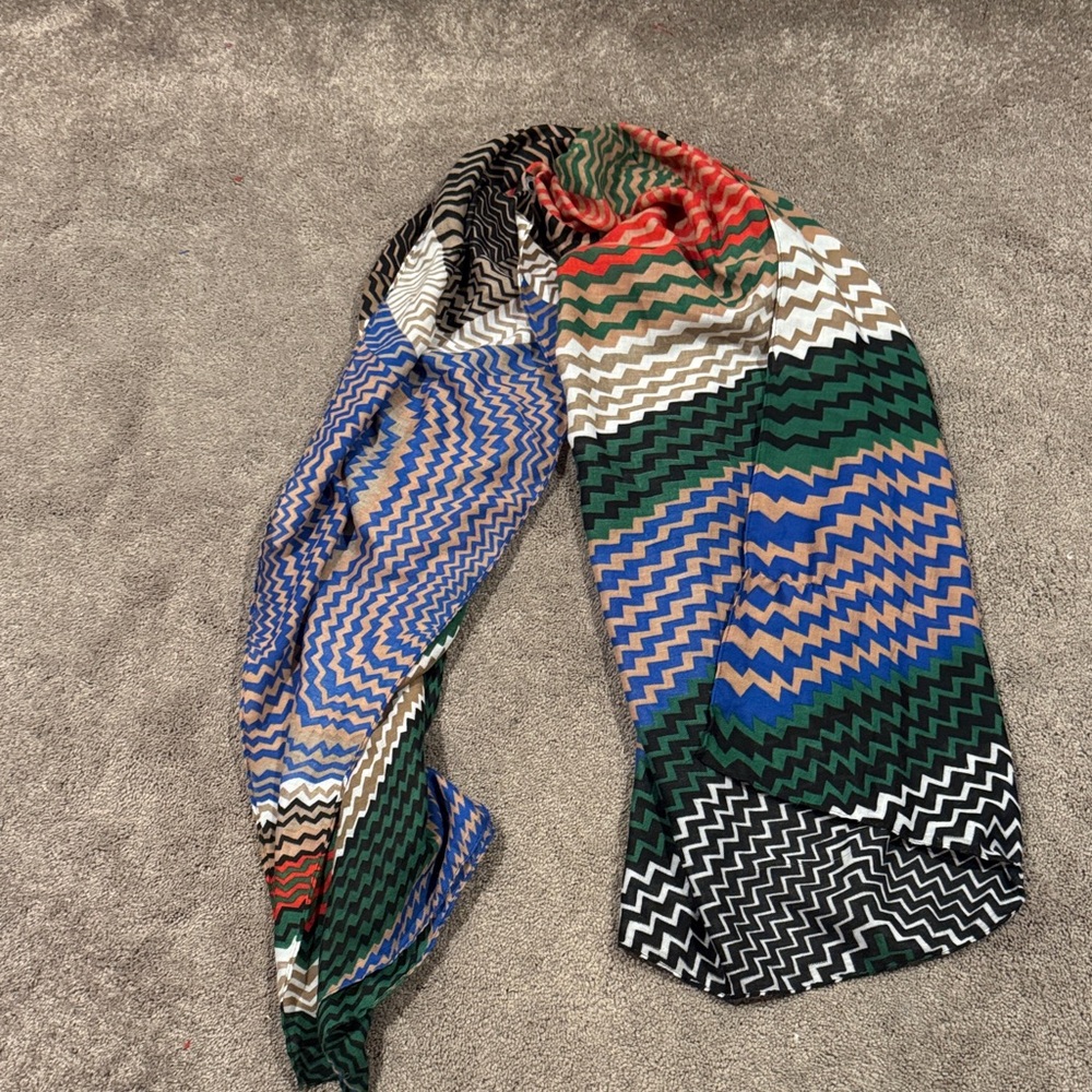 2 Chic Multicolor Chevron Zigzag Print Scarf Wrap Missoni Style